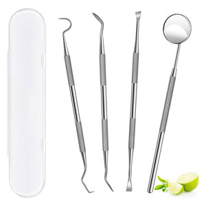 Professional German Stainless Steel Manual Dental <b>Tools</b> Oral Care Hygiene 4pcs Ergonomic <b>Teeth</b> <b>Cleaning</b> Set Tartar Plaque - Product Image 1