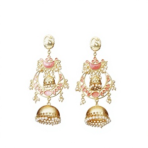 ต่างหูสไตล์ชานด์ ชุบทอง 8758 สีชมพู - Product Image 3