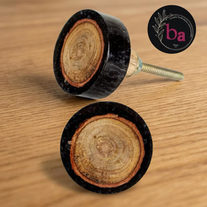 Boutons de meuble ronds en bois noir foncé, design moderne, poignées durables pour la maison, le bureau, l'entrepôt et le salon - Product Image 1