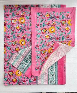 Reversible 100% Cotton Bed <b>Quilt</b> Handcrafted Printed Floral Comforter Lightweight Breathable <b>Winter</b> Bedding for Home Hotel - Product Image 2