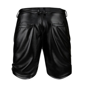Pantalones Cortos Bermuda para Hombre, Negros, Recubiertos de PU, Cierre de Botones, Cintura Media, Estilo Casual, Color Sólido, Tela Satinada, con Bolsillos - Product Image 2
