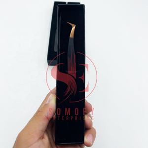 แหนบขนตาสแตนเลสแบบมืออาชีพทนทาน45 90องศาแยกปริมาณแหนบขนตาโค้งเส้นใยแบนแหลม - Product Image 3