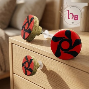 Resin Industrial Cabinet <b>Knobs</b> Red Black Round Shape Easy Installation <b>for</b> Home Office and Hospital Furniture Handles - Product Image 2