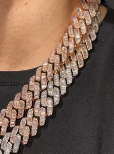 Collar de Cadena Cubana Personalizado con Micro Pavé de Moissanita, Estilo Hip Hop, Plata de Ley 925, Bañado en Oro Rosa, CONCEPTION INT-2-94 GRS - Product Image 2