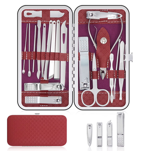 Matte Color Leather Box Professional Stainless Steel Manicure and Pedicure Set High-End Personal Grooming <b>Nail</b> Care Kit - Product Image 1