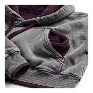 Sweat-shirt à capuche pour homme, coupe classique, gris, doublure bordeaux, 100% coton, tissu éponge français, vêtements décontractés d'hiver, écologique - Product Image 6