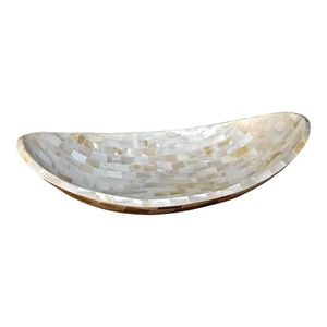 Bol en bois avec incrustation de nacre, design ovale, prix de gros usine - Product Image 1