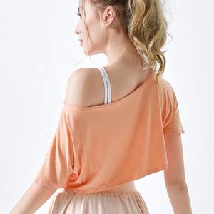 T-shirt de sport pour femme en mélange de coton, col rond, coupe courte, respirant, décontracté, vêtements de sport - Product Image 3