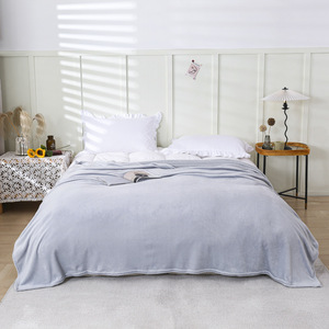 Solid Color Polar Fleece <b>Blanket</b> Rectangle Shape Skin-Friendly Knitted Coral Fleece Throw Home Use Four Seasons - Product Image 2
