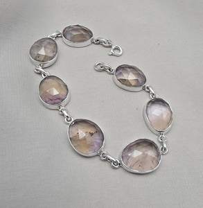 Pulsera de Plata de Ley 925 con Ametrina, Gema Natural Facetada, Diseño Clásico y Sencillo de Lujo para Mujer, Joyería Ajustable - Product Image 4