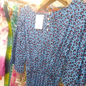 Camisas Mini de Satén Vintage con Estampado de Estrellas Azules, Manga Campana, Túnica de Verano, Cintura Elástica, Corte en A, para Fiestas, Mujeres y Niñas - Product Image 1