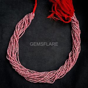Cuentas redondas microfacetadas de rubí rojo natural de 2 mm, cuentas de piedras preciosas sueltas con corte de diamante, cuentas de rubí para la fabricación de joyas, venta al por mayor. - Product Image 3