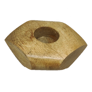 Bougeoir en bois naturel fait à la main de haute qualité en forme d'hexagone lanterne de cire brun clair décor à la maison autres bougeoirs - Product Image 1