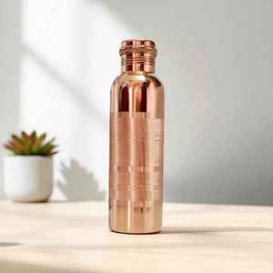 <b>Copper</b> <b>Water</b> <b>Bottle</b> Minimalist Design Portable Travel Use Matte Finish Handcrafted 100% Pure <b>Copper</b> <b>Bottle</b> Engraved With Lid - Product Image 6