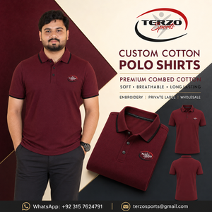 Polo de Manga Corta Rojo para Hombre Terzo, con Logotipo Bordado, Ribete en Contraste, Corte Regular, Estilo Casual - Product Image 3