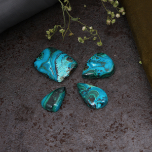 Cabochon en Chrysocolle Malachite Multicolore Naturelle, Motif Bleu Vert Rare, Pierre Gemme en Vrac pour Pendentif Enroulé de Fil - Product Image 3
