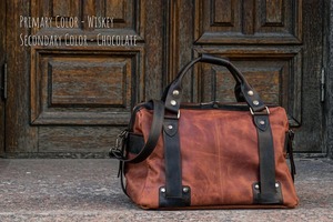 Sac de voyage en cuir pleine fleur vintage, sac de week-end pour homme et femme, grande capacité, léger, portable, bagage direct usine - Product Image 3