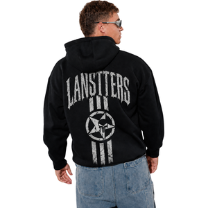 Customized Men Oversized Pullover Hoodie Front <b>Back</b> Sleeve Pocket Design Print <b>Drop</b> Shoulder Streetwear 100% Cotton Fleece OEM - Product Image 2