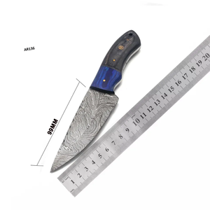 Cuchillo Desollador de Acero de Damasco de Grado Industrial de Alta Calidad con Mango de Madera y Funda de Cuero - Product Image 2