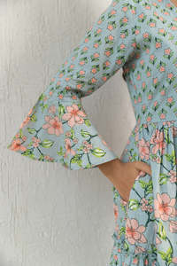 Robe maxi en coton imprimé vert pour femmes - Product Image 3