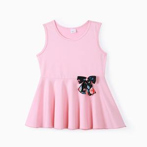 Ensemble de vêtements pour bébé fille, 2 pièces, robe sans manches avec nœud papillon, pantalon de survêtement à imprimé floral, vêtements de mode d'automne, 100% polyester respirant - Product Image 2