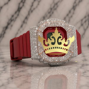Rose Gold Accent Digital Watch Red Silicone Strap Luxury Streetwear Timepiece - Product Image 1