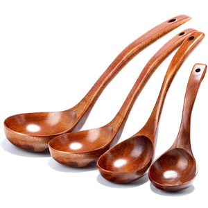 Accessoires de cuisine, cuillères à mélanger et à cuisiner en bois d'acacia, 4 pièces, différentes tailles, cuillère à soupe - Product Image 1