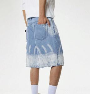Men's <b>Light</b> Wash Denim Shorts High Waist Straight Leg Bleach Stone Wash Dip Dye Casual Summer Cotton Woven Fabric Breathable - Product Image 3