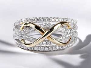 Two Tone Rose Gold Plated 925 <b>Silver</b> 0.75CT Pave Setting Infinity Knot <b>Wedding</b> Engagement <b>Ring</b> for <b>Women</b> - Product Image 6