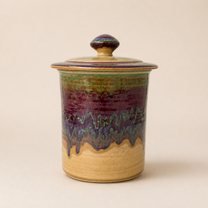 Multicolor Reactive Glaze Storage Canister Airtight <b>Lid</b> Freshness Seal Durable Finish Space Saving <b>Decorative</b> Kitchen Storage - Product Image 1