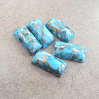 Cabochon de turquoise bleue naturelle, grand rectangle, dos plat, pierre précieuse calibrée, qualité AAA, certifiée par un tiers, différentes tailles