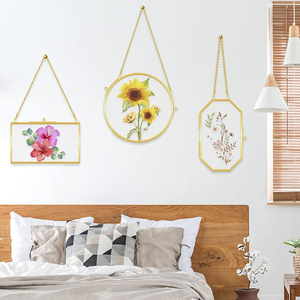 Cadre mural décoratif à fleurs pressées, finition dorée, idéal pour la vente en gros et la production en grande quantité – Meilleures ventes - Product Image 3