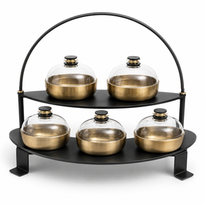 Élégant support de service à trois compartiments pour noix, conçu pour des dîners haut de gamme et une décoration intérieure élégante, avec trois compartiments magnifiquement disposés. - Product Image 5