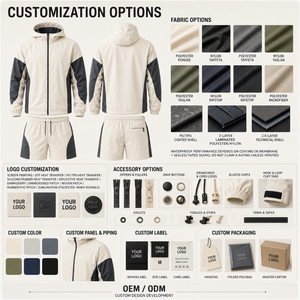 Conjunto de Chaqueta Cortavientos con Capucha y Pantalones Cortos para Hombre, Estilo Deportivo con Bloques de Color, Secado Rápido, Traje Deportivo de Poliéster para Primavera - Product Image 6