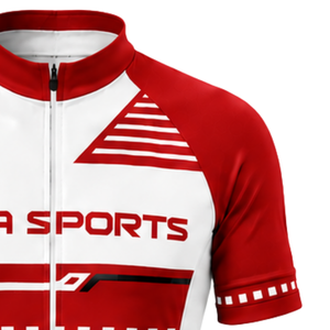 Maillot de cyclisme rouge et blanc à manches courtes avec fermeture éclair, respirant, personnalisé pour équipe, vêtements de sport pour cyclistes - Product Image 3