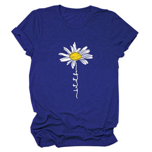 Camiseta Casual de Manga Corta para Mujer, 100% Algodón, Transpirable, Cuello Redondo, Corte Holgado, Estilo Urbano con Patrón 3D para Verano - Product Image 2