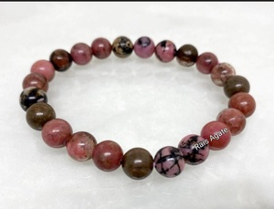 Natural Rhodonite <b>Bracelet</b> Crystal <b>Beaded</b> <b>Bracelet</b> Healing Gemstone Jewelry Reiki Chakra Meditation Gift for Women <b>Men</b> - Product Image 3