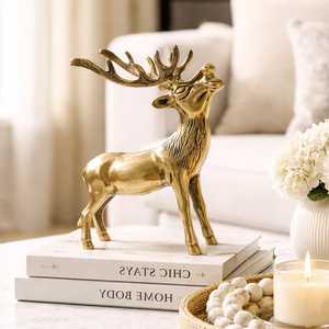 Roaring Reindeer Unique Handmade Aluminum Sculpture Eco-Friendly Durable Modern Animal <b>Figure</b> for Tabletop <b>Christmas</b> Home Decor - Product Image 2