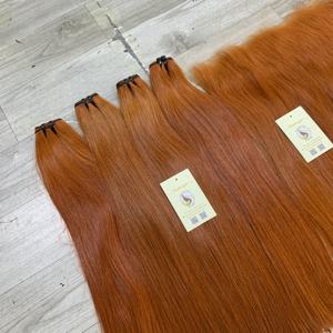 Extensions de cheveux humains vietnamiens bruts de haute qualité, double trame, tissées à la machine, lisses naturels, lots couleur cuivre-orange - Product Image 6