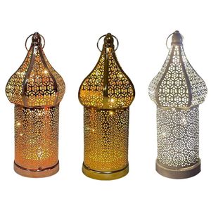 Lanterne en verre gaufré arabe, lanternes marocaines, porte-bougie en métal pour le Ramadan, décoration d'intérieur - Product Image 3