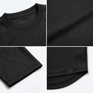 Men's Lightweight Workout Tee Polyester Spandex Blend Drop Shoulder Athletic Fit Streetwear T-<b>Shirt</b> - Product Image 4