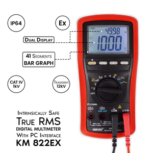 Multímetro Digital Intrínsecamente Seguro KM 822 EX de Alta Precisión 9999/6000 Contenedores True RMS con Conectividad a PC - Product Image 2