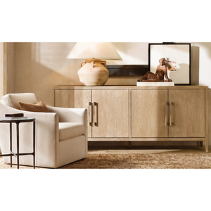 Aparador Moderno Minimalista de Madera de Teca Sólida con Diseño de Cuatro Puertas, Aparador Buffet para Comedor de Hotel o Villa - Product Image 6
