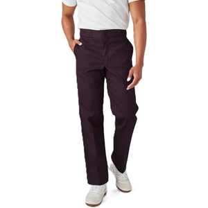 Pantalones Casuales de Pierna Recta para Hombre, Color Morado Oscuro, Cintura Media, Antiarrugas, de Poliéster, Estilo Otoñal, Cierre de Botón - Product Image 1