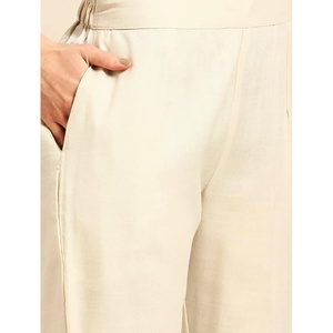 PANTALON HAUT DE TRAVAIL BRODERIE EN COTON MÉLANGÉ AVEC DUPATTA BLANC BLANC - Product Image 5