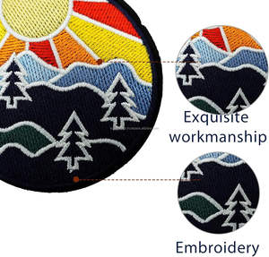 Vintage verano playa naturaleza parche para ropa Jeans hierro-en/coser bordado sol onda flor apliques Camping tema flor - Product Image 5