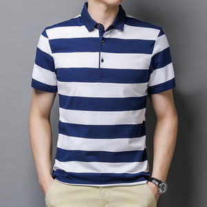 Polo brodé personnalisé avec logo OEM, design imprimé, polo d'été brodé à manches courtes, col en coton fin, rayé, pour homme - Product Image 6