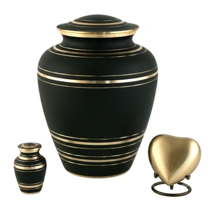 Ensemble d'urnes funéraires décoratives en laiton – Motif de bordure gravé à la main, urne funéraire pleine grandeur pour adulte, petite urne commémorative et urne en forme de cœur - Product Image 2