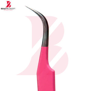 Pinzas para Extensión de Pestañas, Totalmente Personalizadas, Hechas a Mano, de Acero Inoxidable Puro, Color Rosa Oscuro, Punta Curva, Juego de Pinzas - Product Image 4