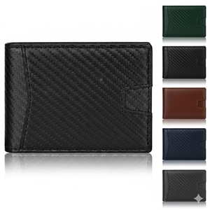 กระเป๋าสตางค์หนังแท้แบบพับ 2 ตอน ดีไซน์เรโทร/ลำลอง ป้องกันการโจรกรรมข้อมูล RFID สำหรับผู้ชาย - Product Image 1